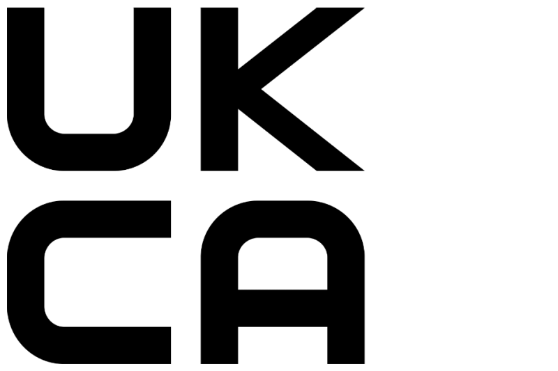 The UKCA marking: the letters UK above the letters CA in black
